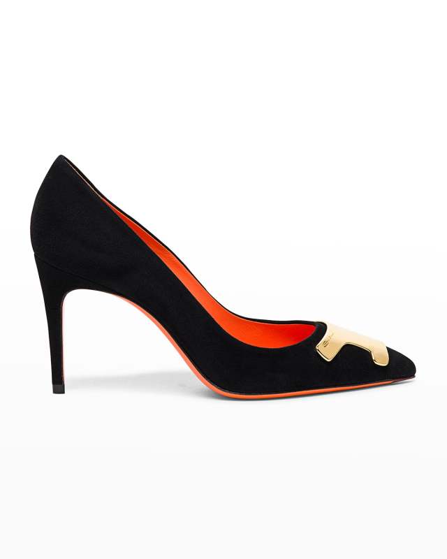 Sibille Suede Plaque Pumps